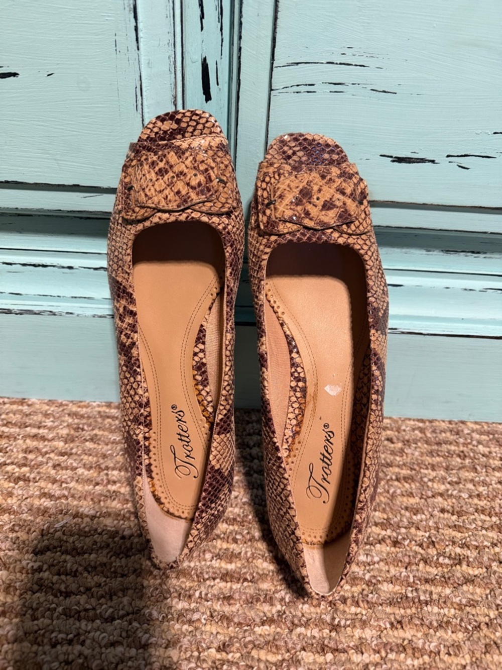 Trotters Snake-Print Loafers in Brown and Tan Size 7.5